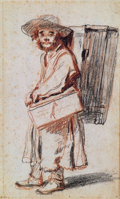 Estudio de un vendedor ambulante de Auvernia de Jean Antoine Watteau